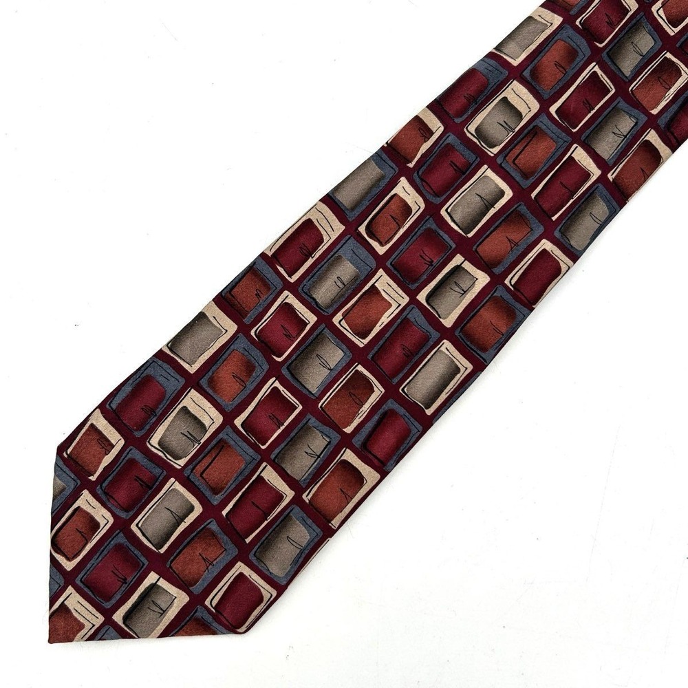 Vintage 90s J. Garcia Men's Silk Necktie Burgundy Desert Storm Collection 54‎